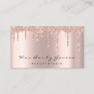 Makeup Artist Wax Lashes Glitter Drips Rose Pink Business Card