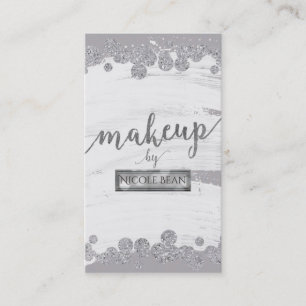 Makeup Artist White Grey & Silver Sparkle Dot Glam Business Card