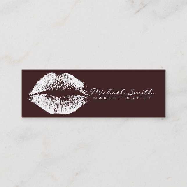 Makeup Artist White Lips #8 Mini Business Card (Front)