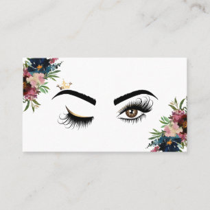 Makeup artist Wink Eye Beauty Burgundy Floral Business Card