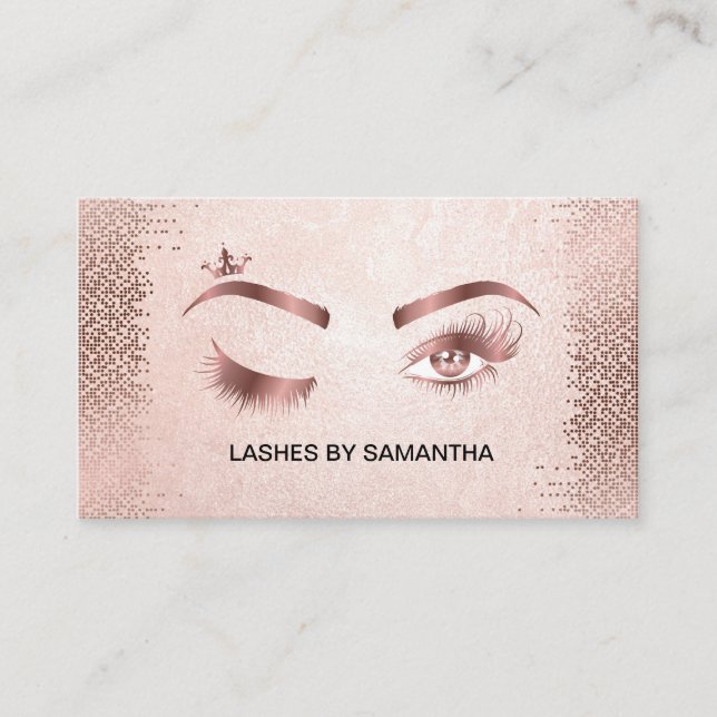 Makeup artist Wink Eye Gold Confetti Lashes Business Card (Front)