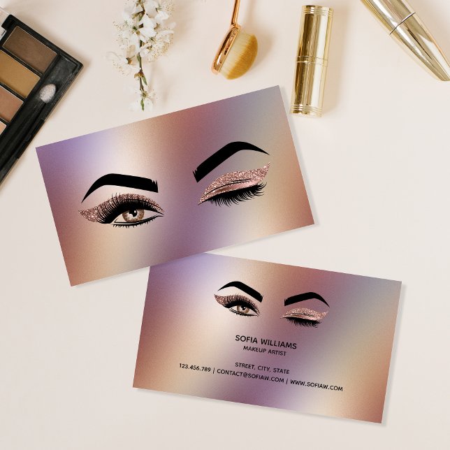 Makeup artist Wink Eye Lashes Rose Gold Business Card (Creator Uploaded)