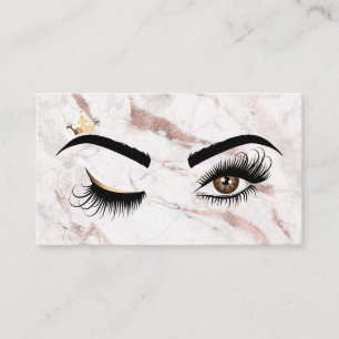 Makeup artist Wink Eye Rose Gold Marble Lashes Business Card