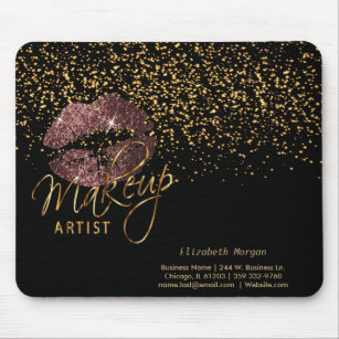 Makeup Artist with Gold Confetti & Dark Rose Lips Mouse Pad