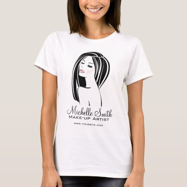 Makeup artist Woman Face long eyelashes branding T-Shirt (Front)