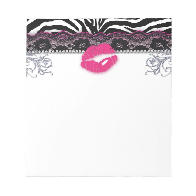 Makeup Artist Zebra Fun Lips Notepad (Front)
