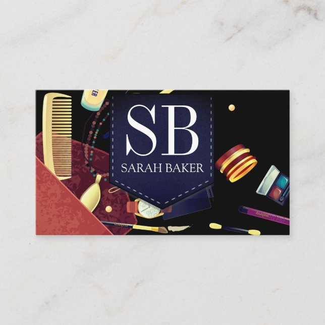 Makeup Bag | Monogram Business Card (Front)