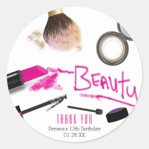 Makeup Beauty Birthday Party Favour Sticker
