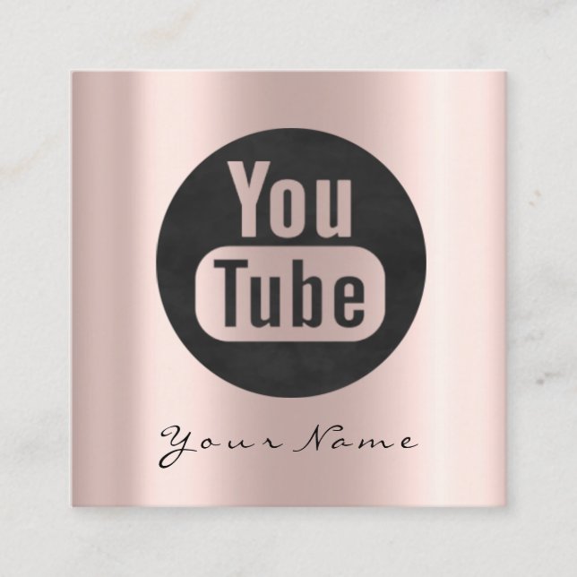 Makeup Beauty Blogger You-tuber Rose Black White Square Business Card (Front)
