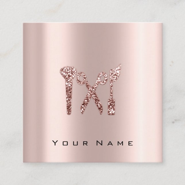 Makeup Beauty Blogger You-tuber Rose Logo Social Square Business Card (Front)
