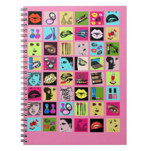 Makeup Beauty Cosmetics womens faces collage art Notebook
