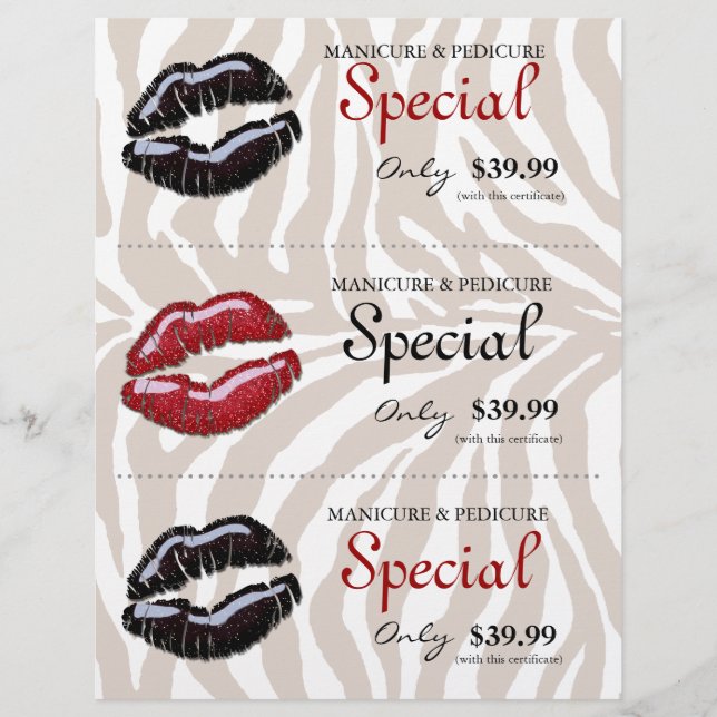 Makeup Beauty Flyer Glossy Red Black Lips Zebra (Front)