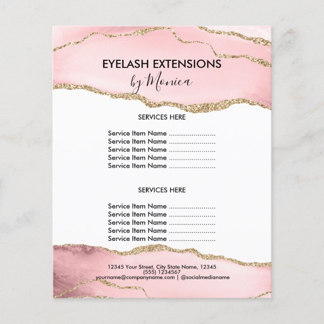 Makeup Beauty Lashes Salon Blush Pink Girly Modern Flyer (Front)