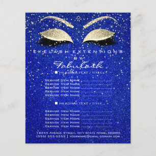 Makeup Beauty Salon Glitter Flyer Gold Cobalt Blue