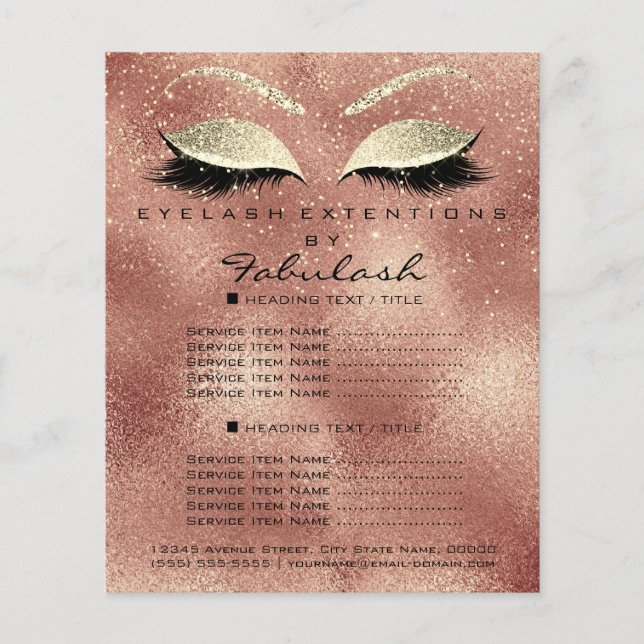 Makeup Beauty Salon Glitter Flyer Rose Gold Skinny (Front)