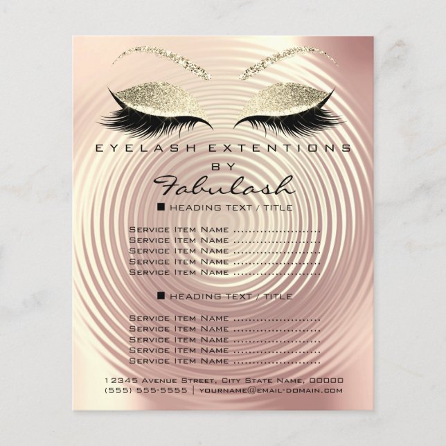 Makeup Beauty Salon Glitter Flyer Rose Gold Skinny (Front)