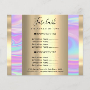 Makeup Beauty Salon Hair Nail Holograph Price List Flyer