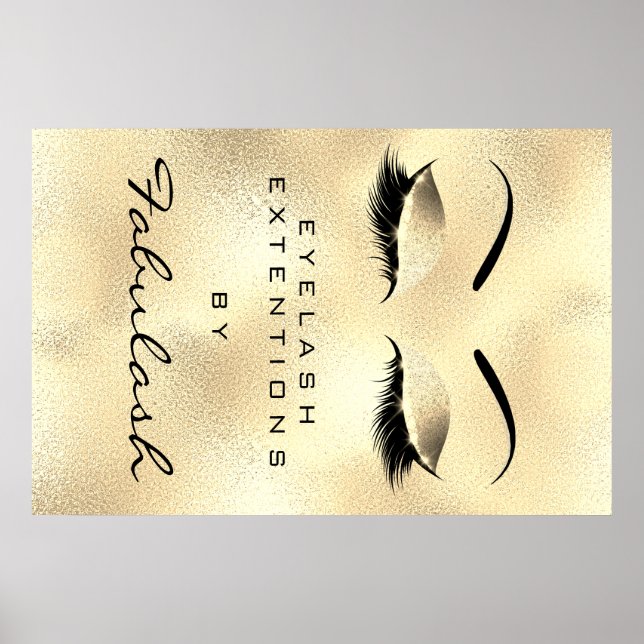 Makeup Beauty Salon Name Gold Glam Lux Eyebrows Poster (Front)