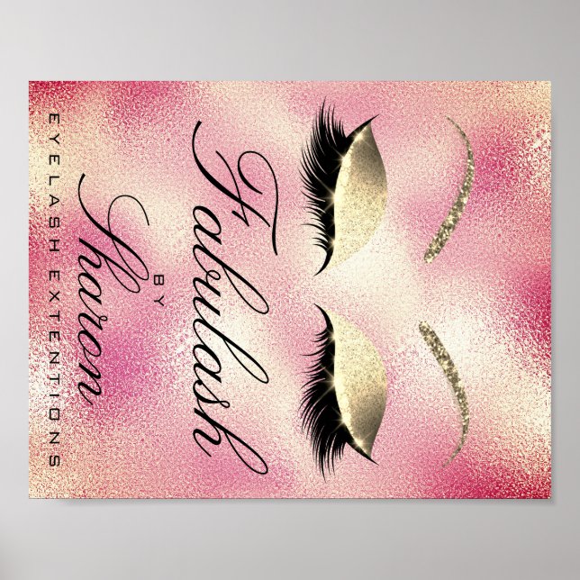 Makeup Beauty Salon Name Gold Glitter Sharon Peony Poster (Front)