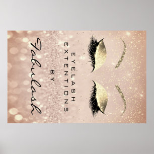 Makeup Beauty Salon Name Rose Gold Blush Eyebrow Poster