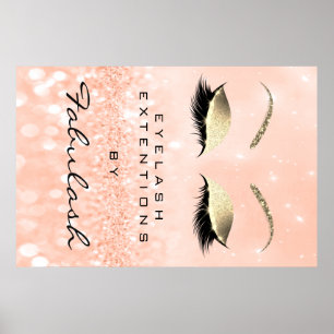 Makeup Beauty Salon Name Rose Gold Peach Eyebrow Poster