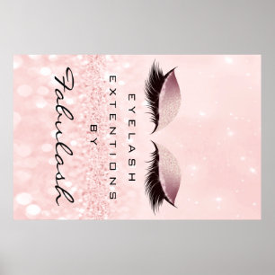 Makeup Beauty Salon Name Rose Gold Pink Eyebrow Poster