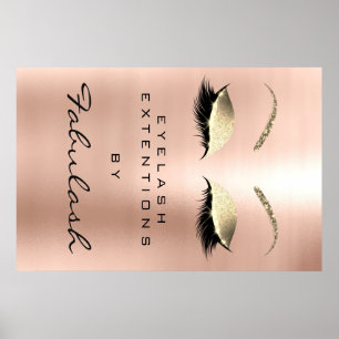 Makeup Beauty Salon Name Rose Gold Pink Eyebrows Poster
