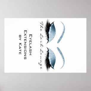 Makeup Beauty Salon Name White Blue Black Eyebrows Poster
