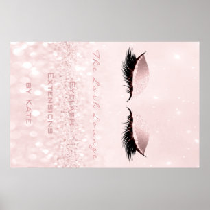 Makeup Beauty Salon Name White Pink Rose Lashes Poster