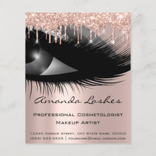 Makeup Beauty Salon Pink Glitter Drips Grey Rose Flyer