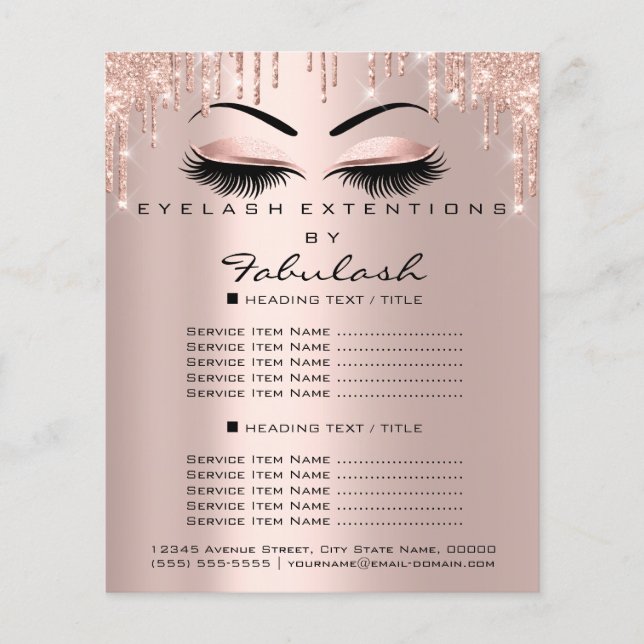 Makeup Beauty Salon Pink Glitter Flyer Brows Lash (Front)