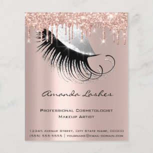 Makeup Beauty Salon Pink Glitter Flyer Grey Rose