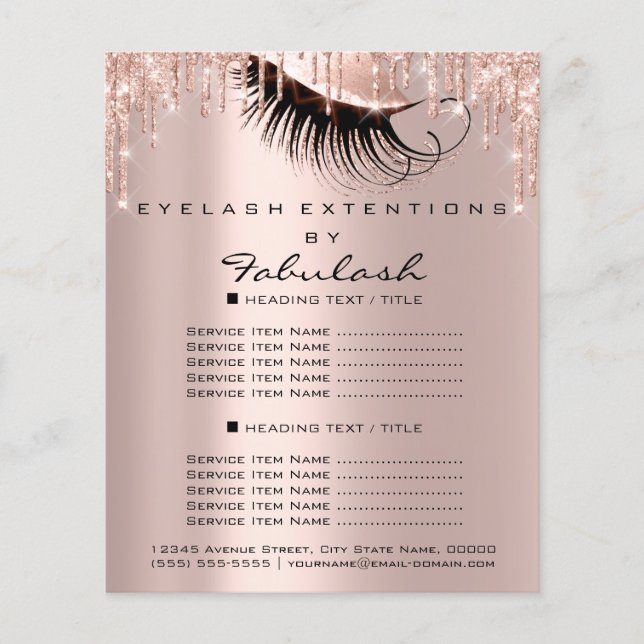 Makeup Beauty Salon Pink Glitter Flyer Lashes (Front)