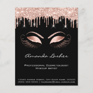 Makeup Beauty Salon Pink Glitter Flyer Spark Black