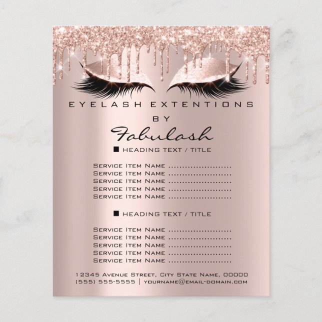 Makeup Beauty Salon Pink Glitter Flyer Spark Drips (Front)