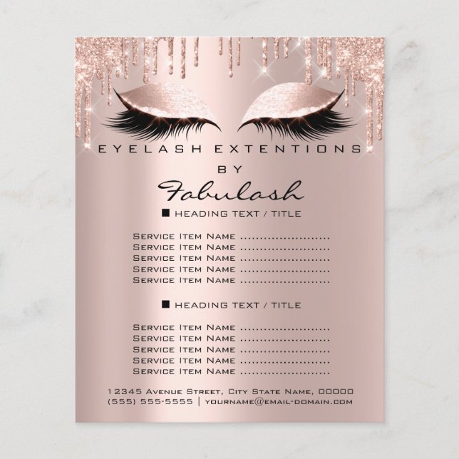 Makeup Beauty Salon Pink Glitter Flyer Spark Lash (Front)