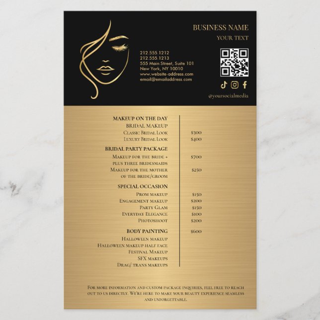 Makeup Beauty Salon Price List Flyer (Front)