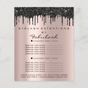 Makeup Beauty Salon Rose Glitter Flyer Black Drips