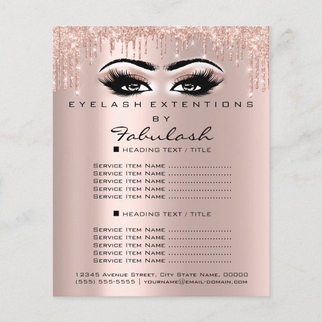 Makeup Beauty Salon Rose Glitter Flyer Spark Eyes (Front)