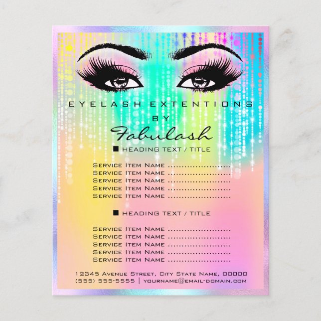 Makeup Beauty Salon Rose Glitter Holograph Unicorn Flyer (Front)