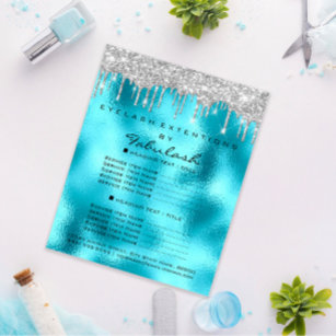 Makeup Beauty Salon Silver  Glitter Blu  Drips Flyer