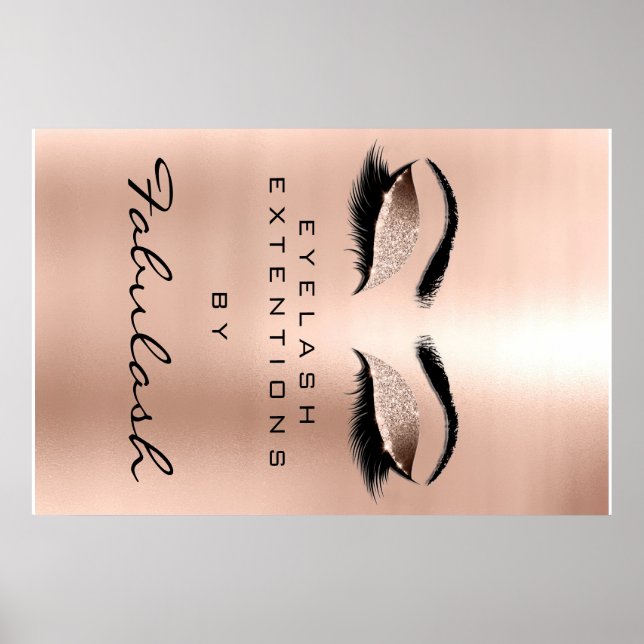 Makeup Beauty Salon Waxing Gold Glam Pink Eyebrows Poster (Front)