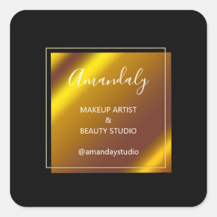 Makeup Beauty Shop THANK YOU BLACK Square Sticker