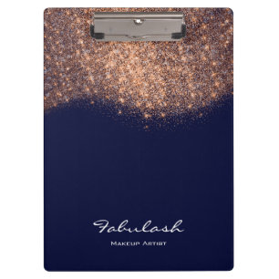 Makeup Beauty Studio Glitter Rose Gold Blue Navy Clipboard