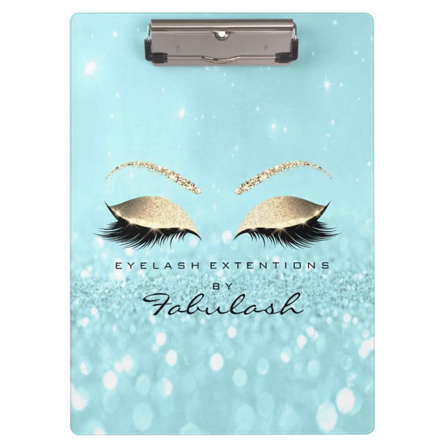 Makeup Beauty Studio Lashes Blue Gold Clipboard (Front)