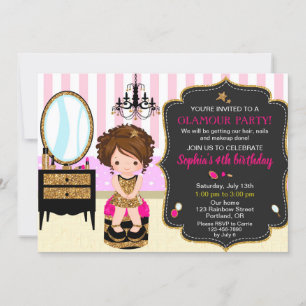 Makeup birthday invitation SPA fashion party girls