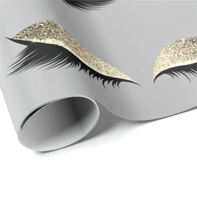 Makeup Blush Eye Beauty Silver Gold Glitter Lashes Wrapping Paper (Roll Corner)
