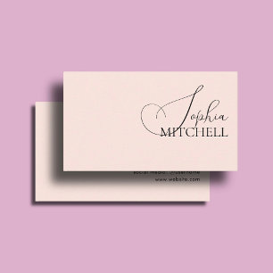 Makeup Boutique Girly Script Minimal Blush Pink Business Card