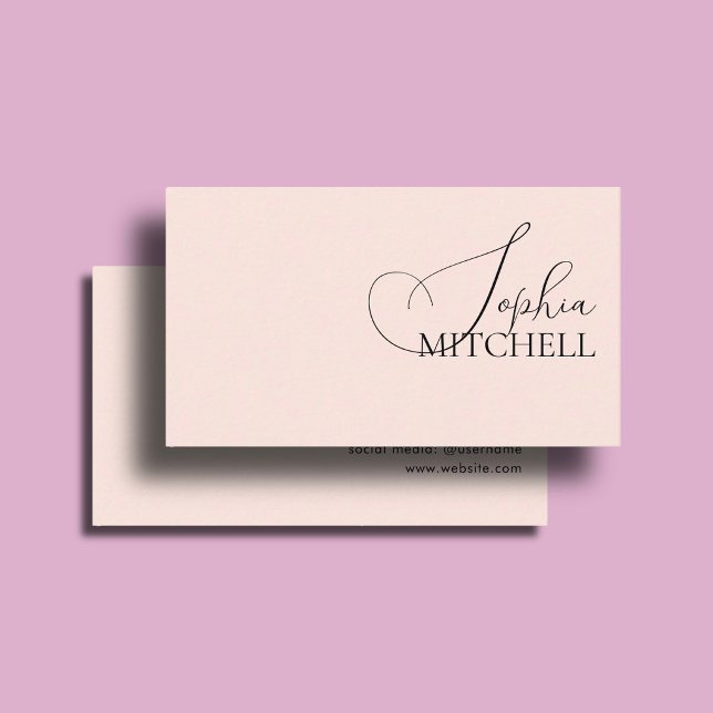 Makeup Boutique Girly Script Minimal Blush Pink Business Card (Creator Uploaded)