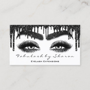 Makeup Brow Eyelash Extension QR Code Drips Black Business Card